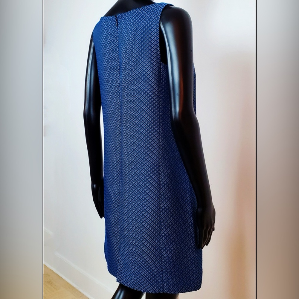 Club Monaco Monogram Diamond 3D Print Shift Dress Dark Blue - Picture 3 of 7